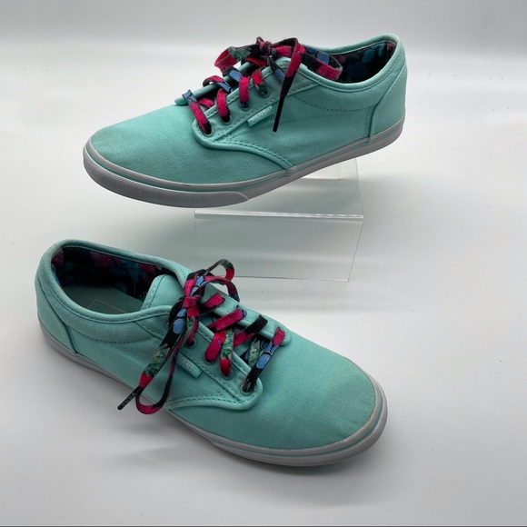 Vans Shoes - Vans light blue sneakers with floral laces and floral interior in women’s size 8